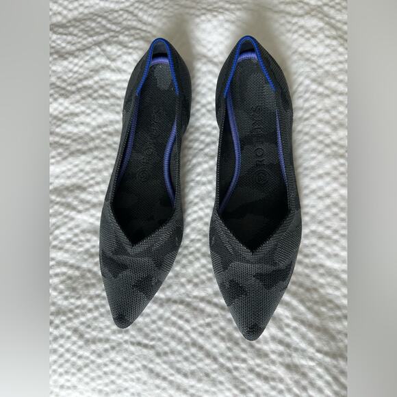 Rothy's The Point Flats 8.5 Gray Black Camo Slip On Knit Washable Ballet Shoes - Picture 5 of 11